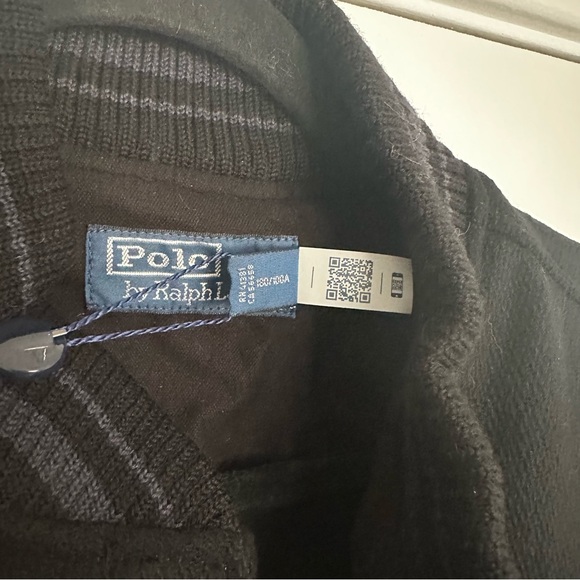 Polo Ralph Lauren The Iconic Letterman Jack Black Wool & Leather Bomber Jacket - Picture 10 of 12